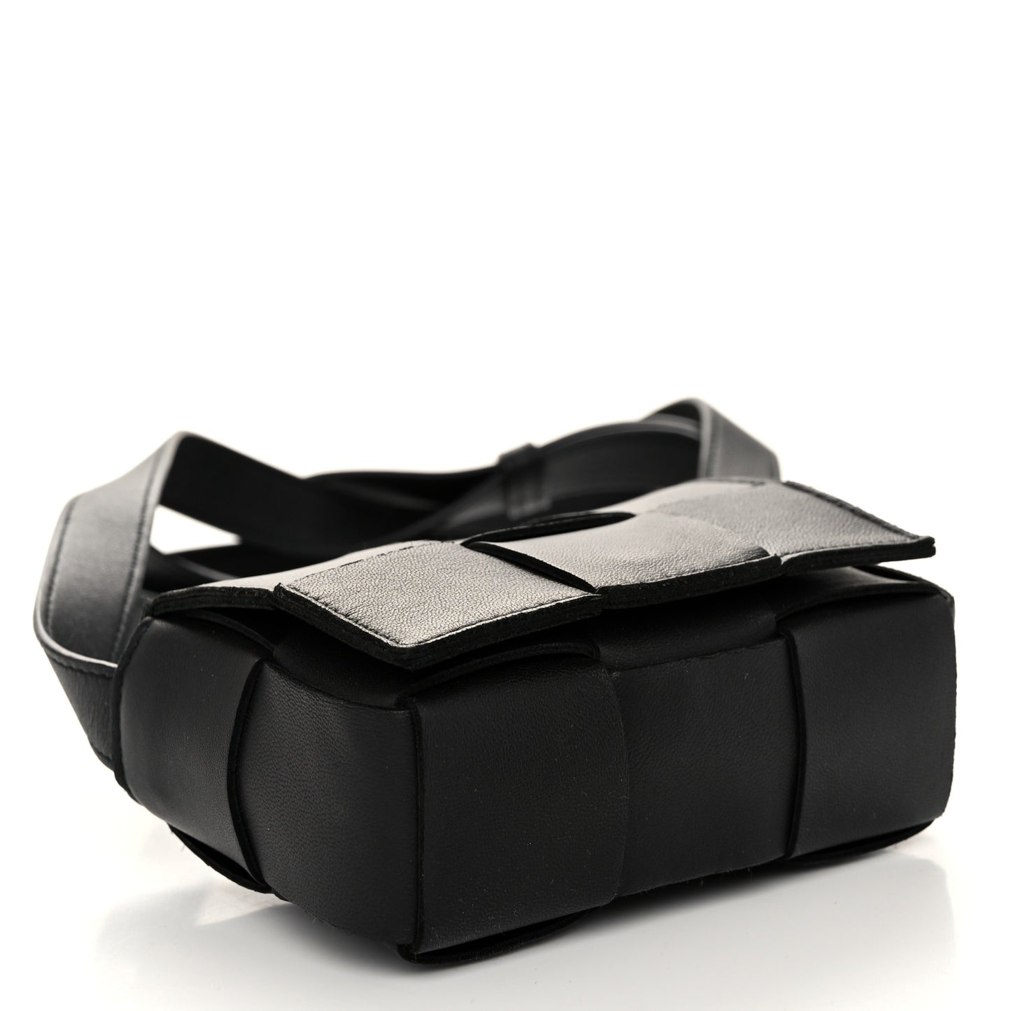Lambskin Maxi Intrecciato Extra Mini Cassette Crossbody Bag Black