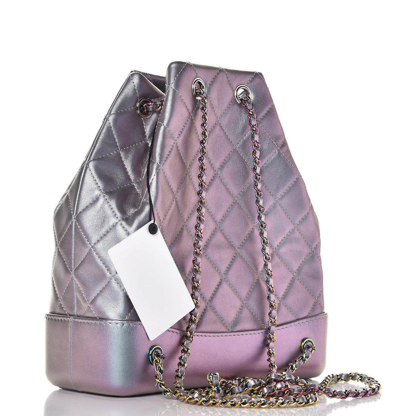 Iridescent Lambskin Calfskin Quilted Gabrielle Backpack Light Purple