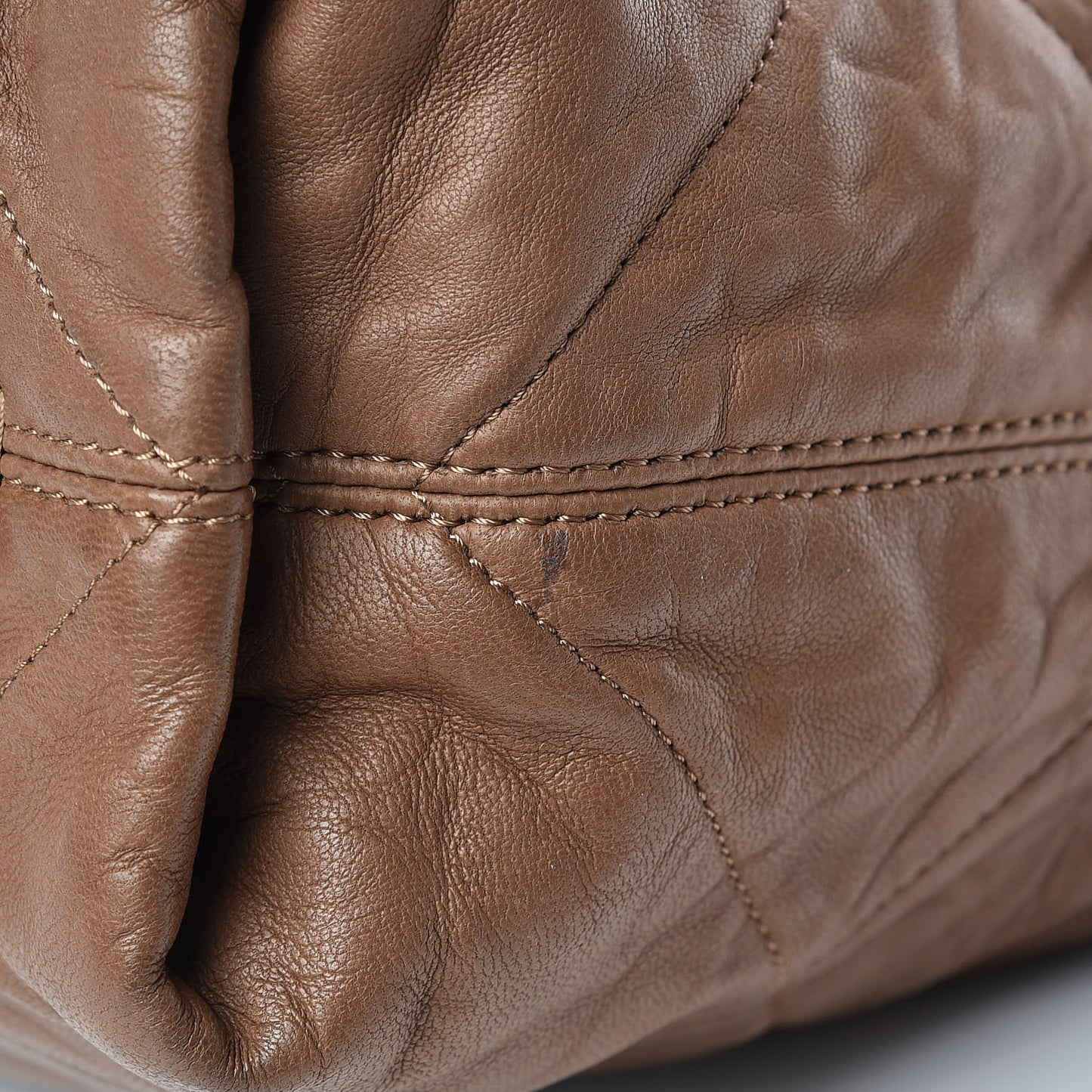 Lambskin Quilted Amalia Cabas Tote Camel