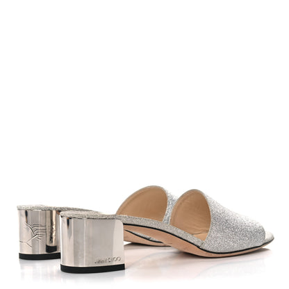 Jimmy Choo Glitter Joni Flat Slide Sandals 37 Silver 4 of 11