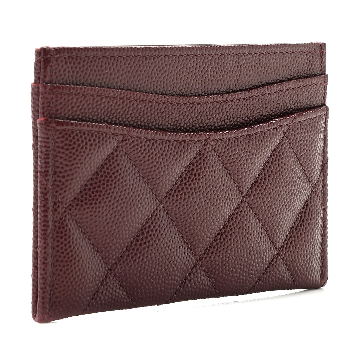 Caviar Quilted Card Holder Burgundy