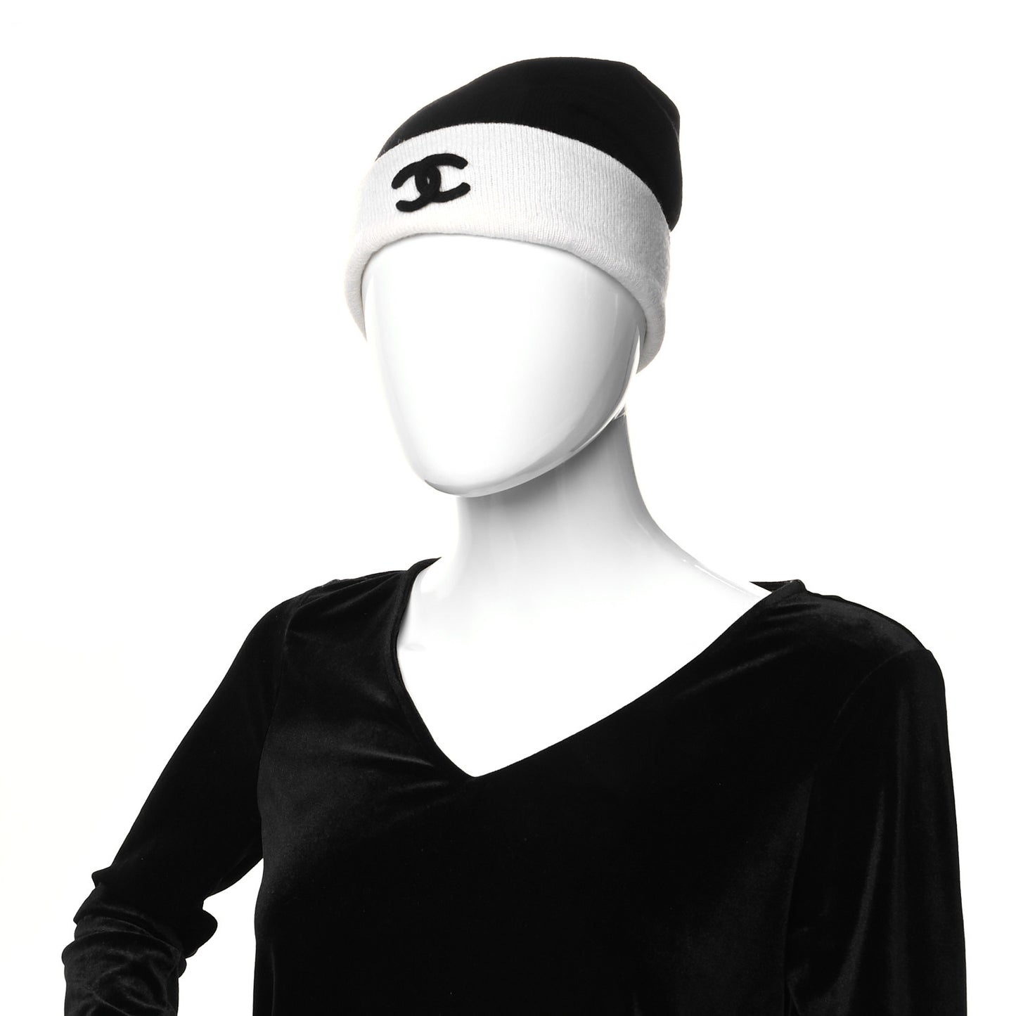 Cashmere CC Beanie Hat Black White