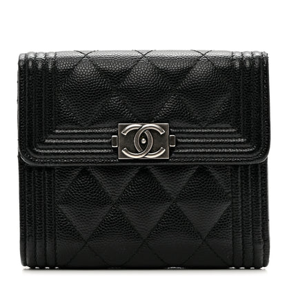 Chanel Caviar Quilted Compact Boy Wallet Black 1 of 8