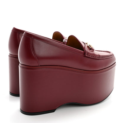 Gucci Ancora Calfskin Womens Horsebit Platform Loafers 36.5 Rosso 4 of 13