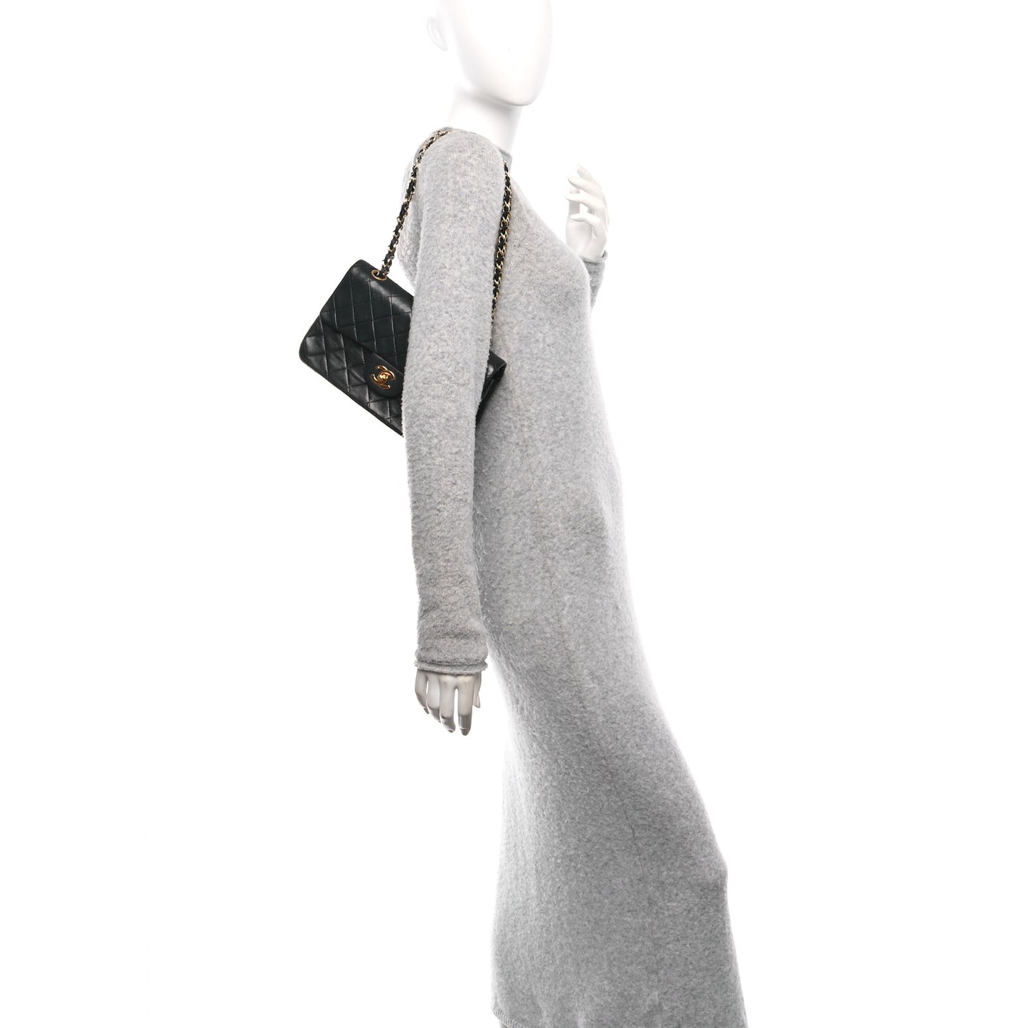 Lambskin Quilted Small Double Flap Black