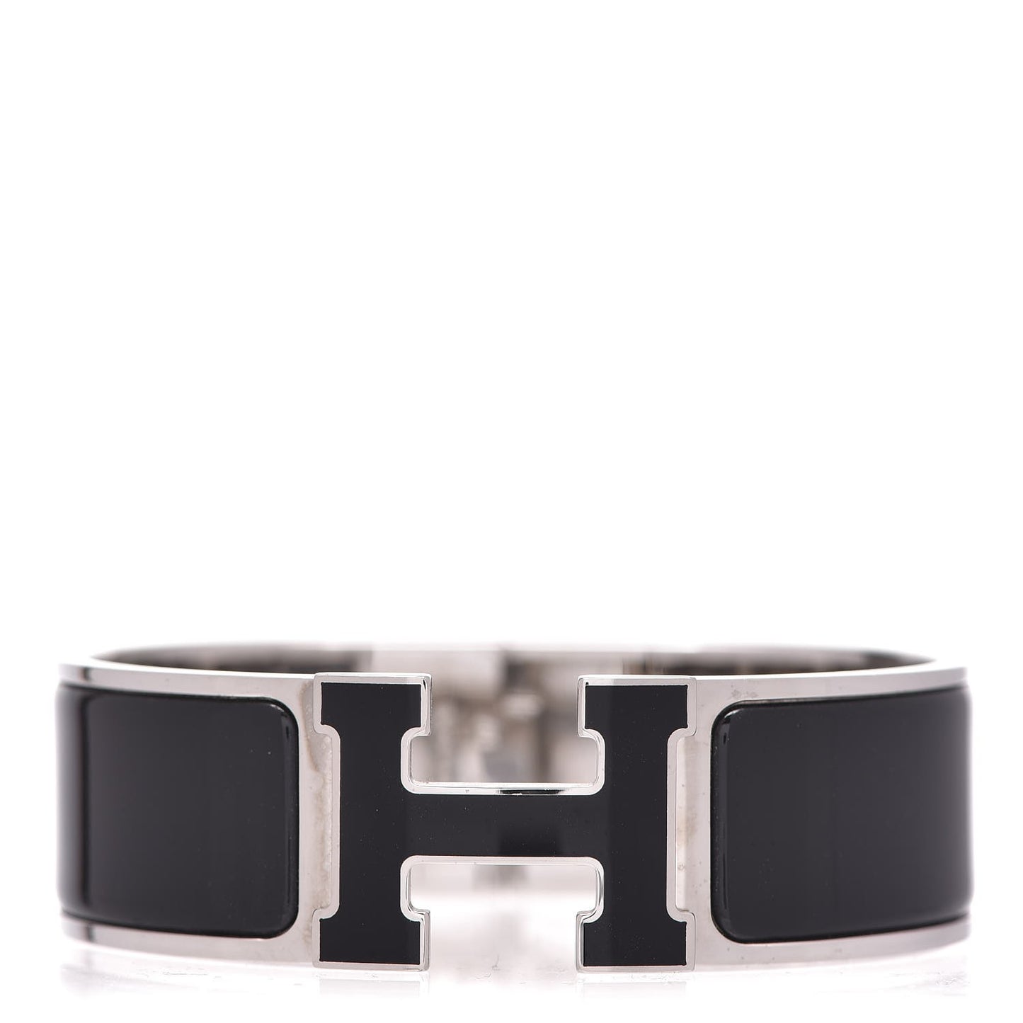 Enamel Wide Clic Clac H Bracelet GM Black