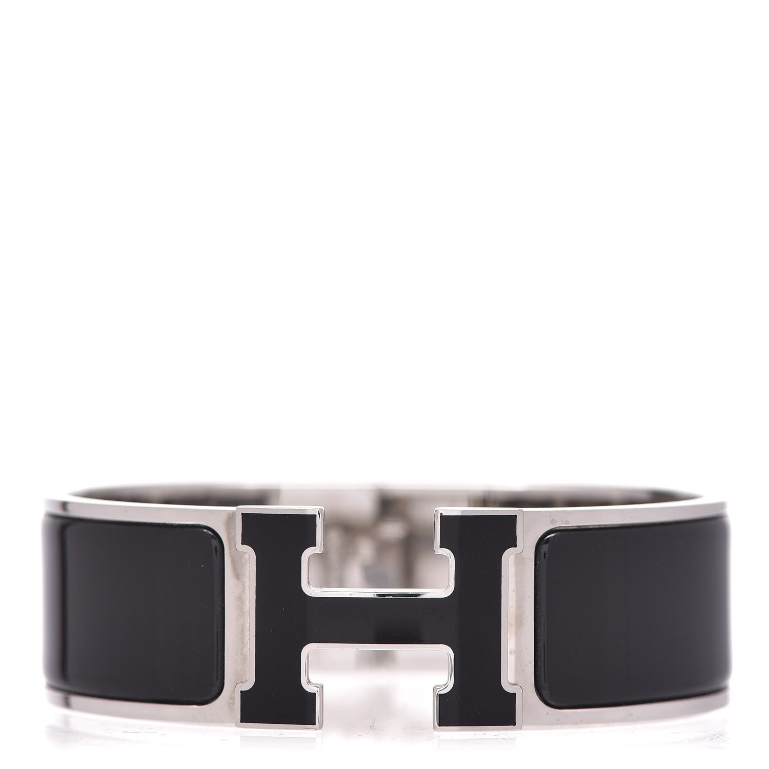 Hermes Enamel Wide Clic Clac H Bracelet GM Black 1 of 5
