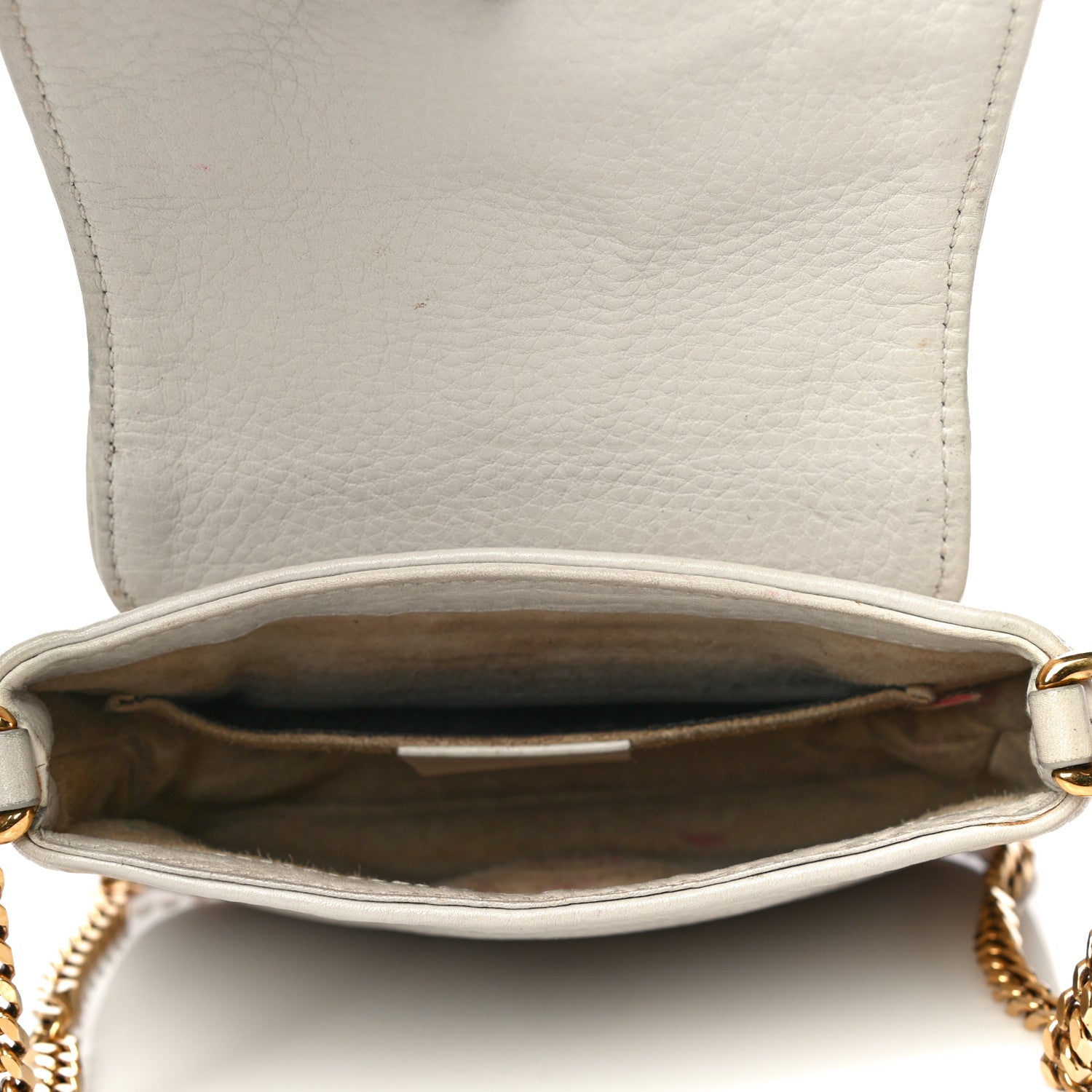 Gucci Pebbled Calfskin Small 1973 Chain Shoulder Bag Off White 4 of 21