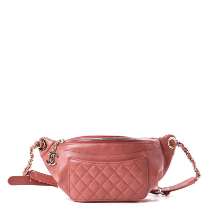Chanel Crumpled Glazed Lambskin Quilted Waist Bag Fanny Pack Pink 1 of 11
