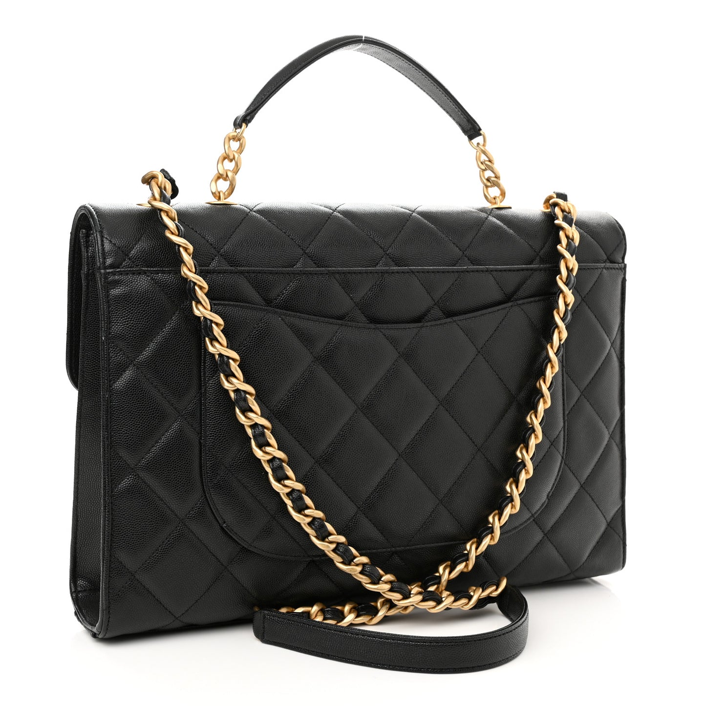 Caviar Quilted Carry Me Top Handle Flap Black
