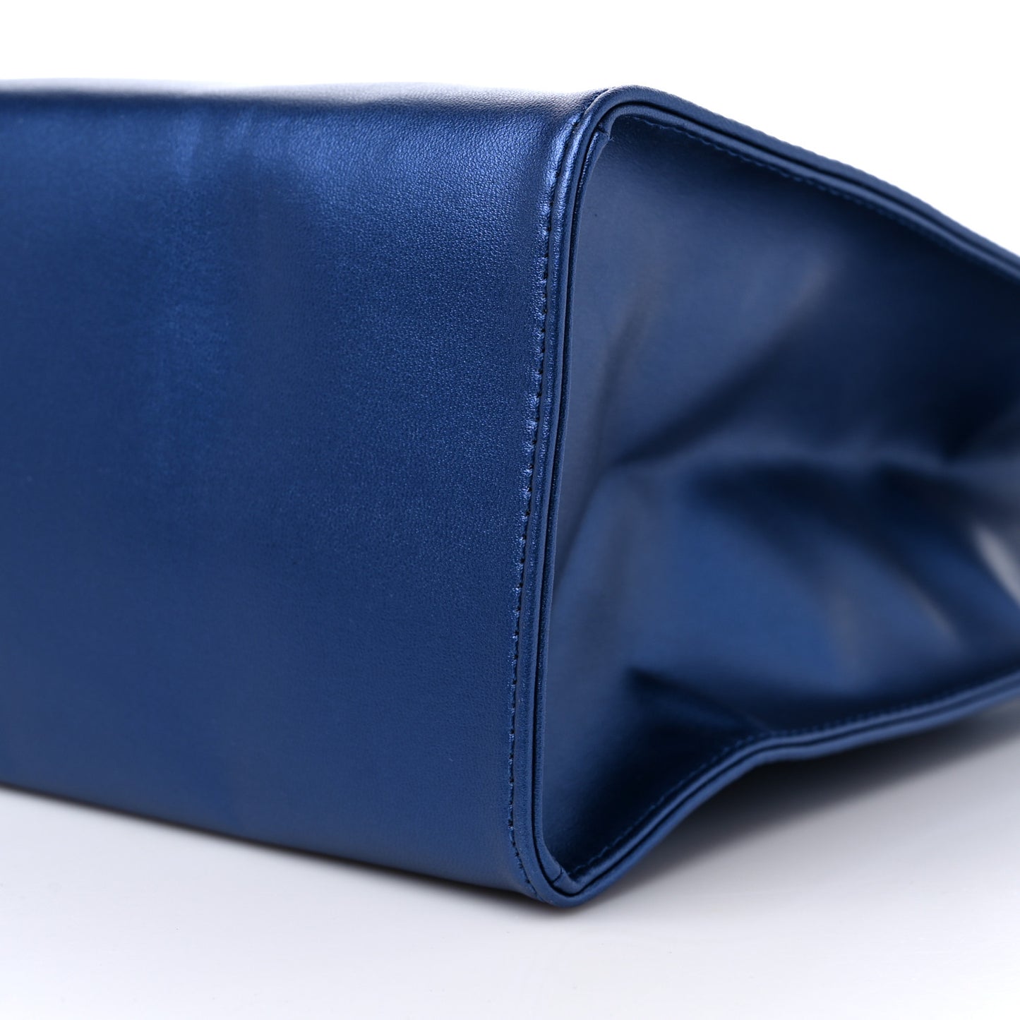 Metallic Vegan Leather Medium Shopping Bag Cobalt
