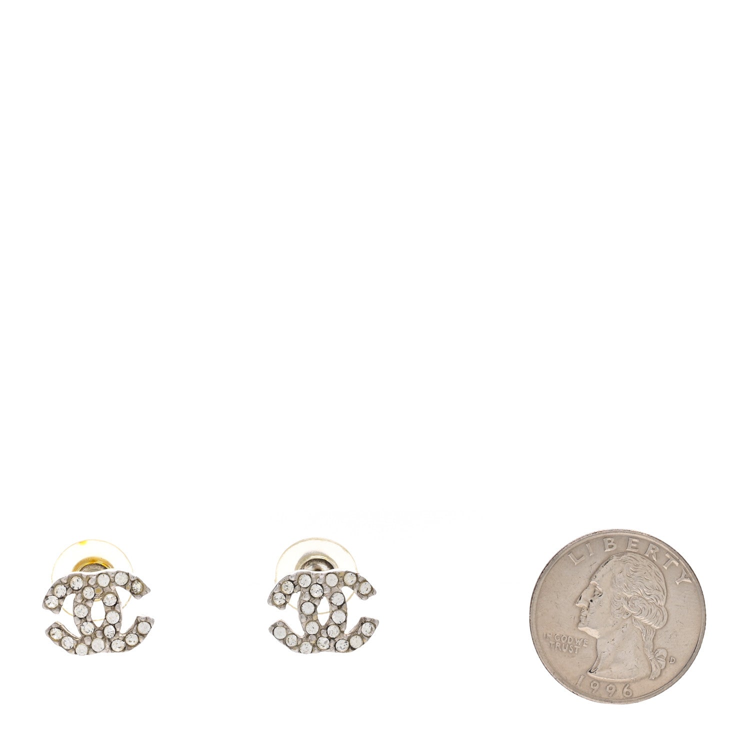 Chanel Crystal Mini CC Earrings Silver 2 of 4