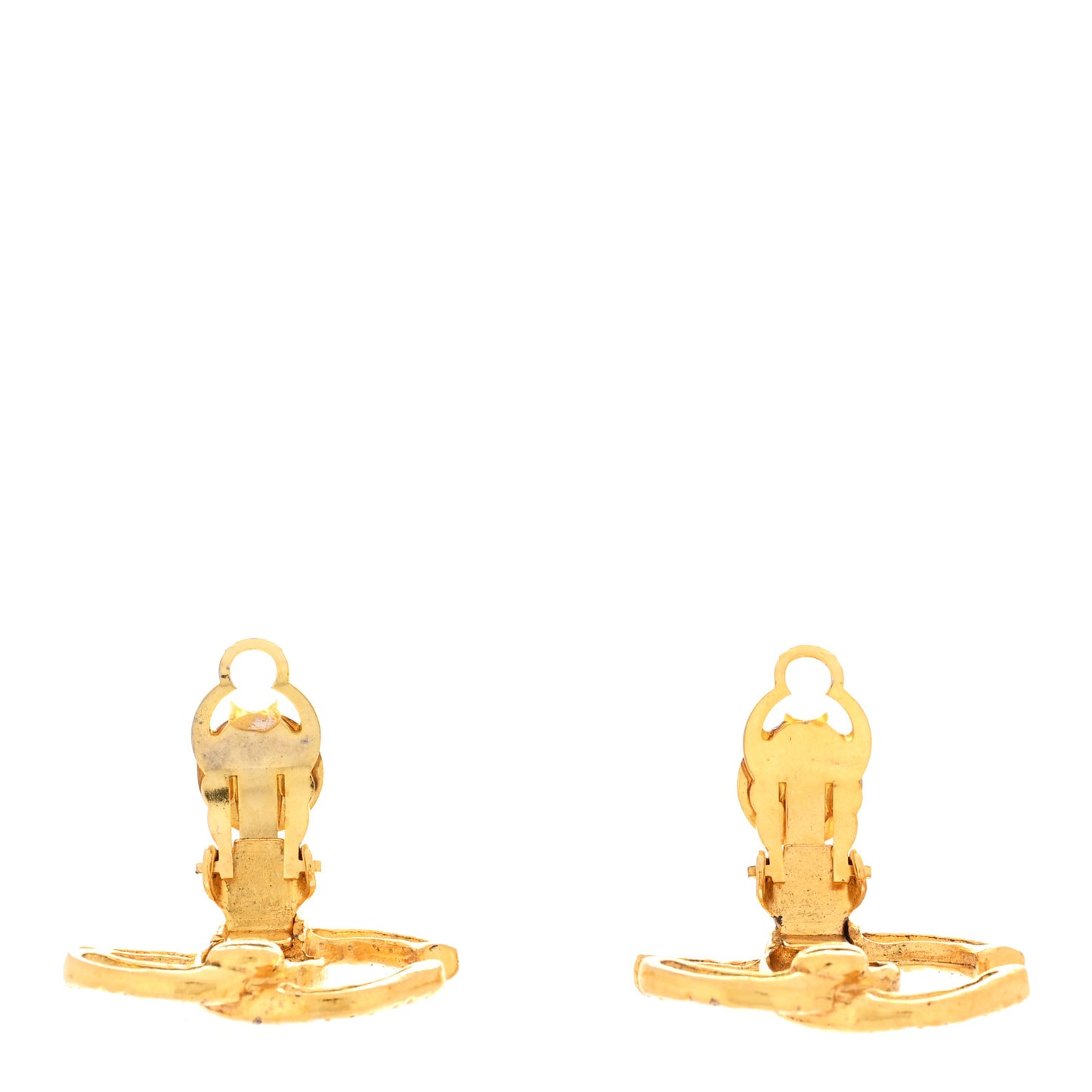 Textured CC Clip On Earrings Gold