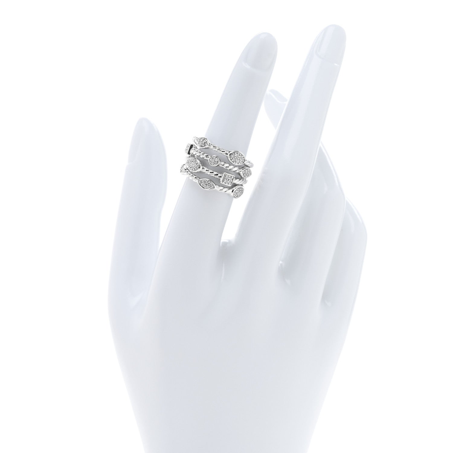 David Yurman Sterling Silver Diamond Confetti 4 Row Ring 53 6.25 2 of 5