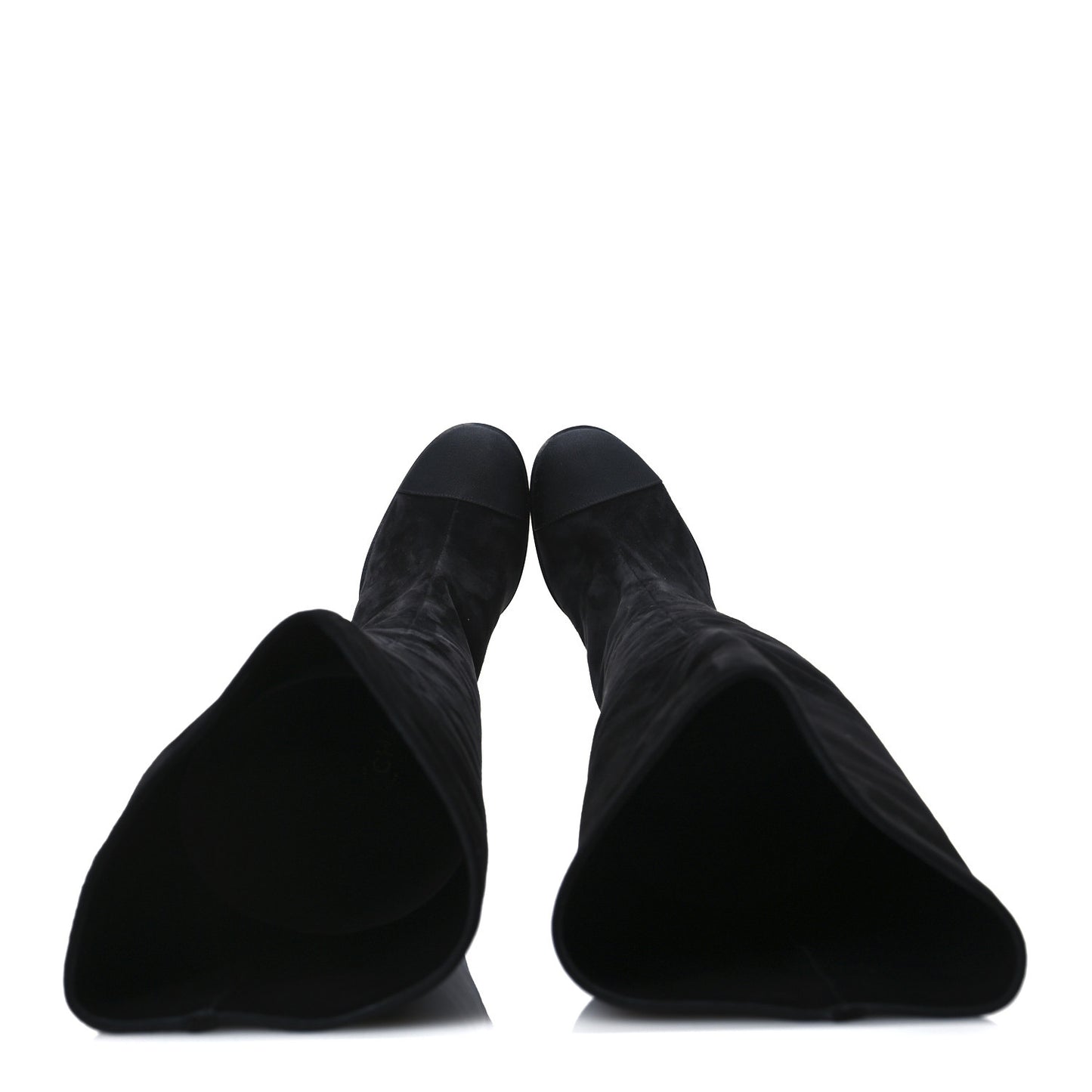 Suede Calfskin Grosgrain High Boots 38.5 Black