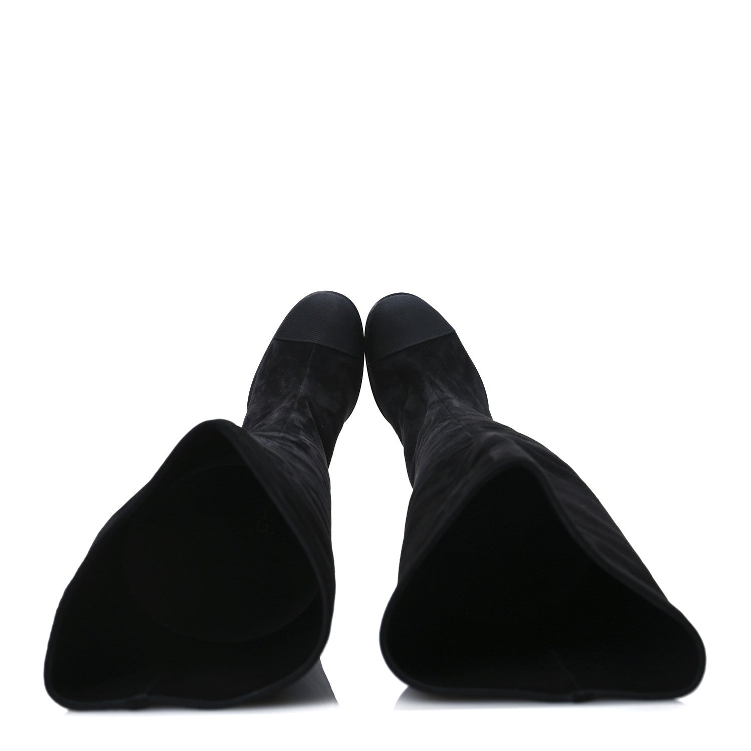 Chanel Suede Calfskin Grosgrain High Boots 38.5 Black 2 of 9