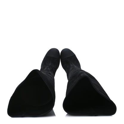 Chanel Suede Calfskin Grosgrain High Boots 38.5 Black 2 of 9