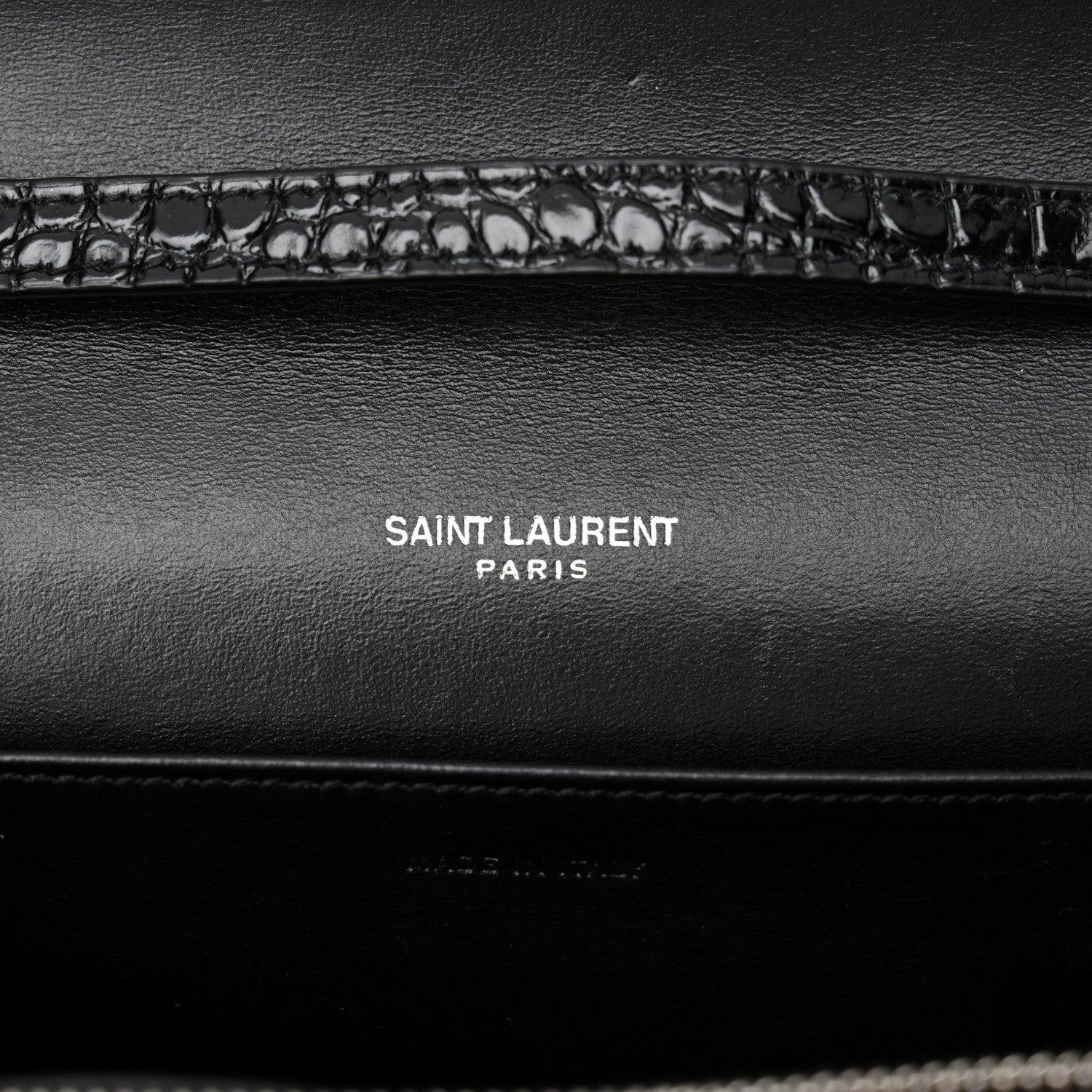 Saint Laurent Calfskin Crocodile Embossed Monogram Uptown Crossbody Black 6 of 11