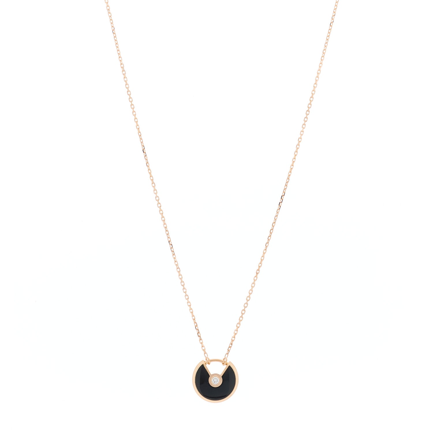 Cartier 18K Pink Gold Diamond Black Onyx XS Amulette de Cartier Pendant Necklace 1 of 5