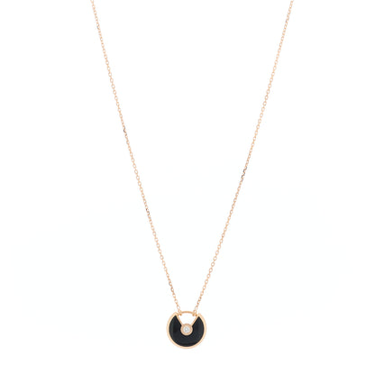 Cartier 18K Pink Gold Diamond Black Onyx XS Amulette de Cartier Pendant Necklace 1 of 5