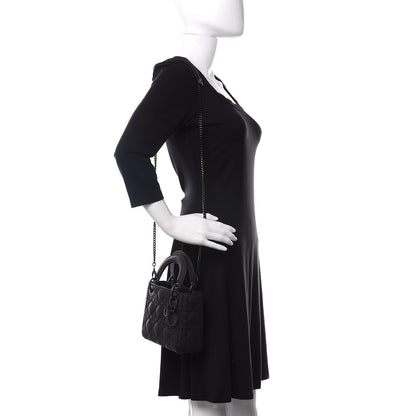 Christian Dior Ultra Matte Calfskin Cannage Mini Lady Dior Black 2 of 12