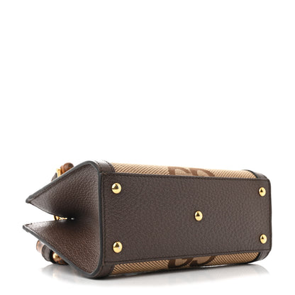 Gucci Monogram Jumbo GG Textured Dollar Calfskin Mini Diana Tote Bag Camel Ebony New Acero 4 of 10