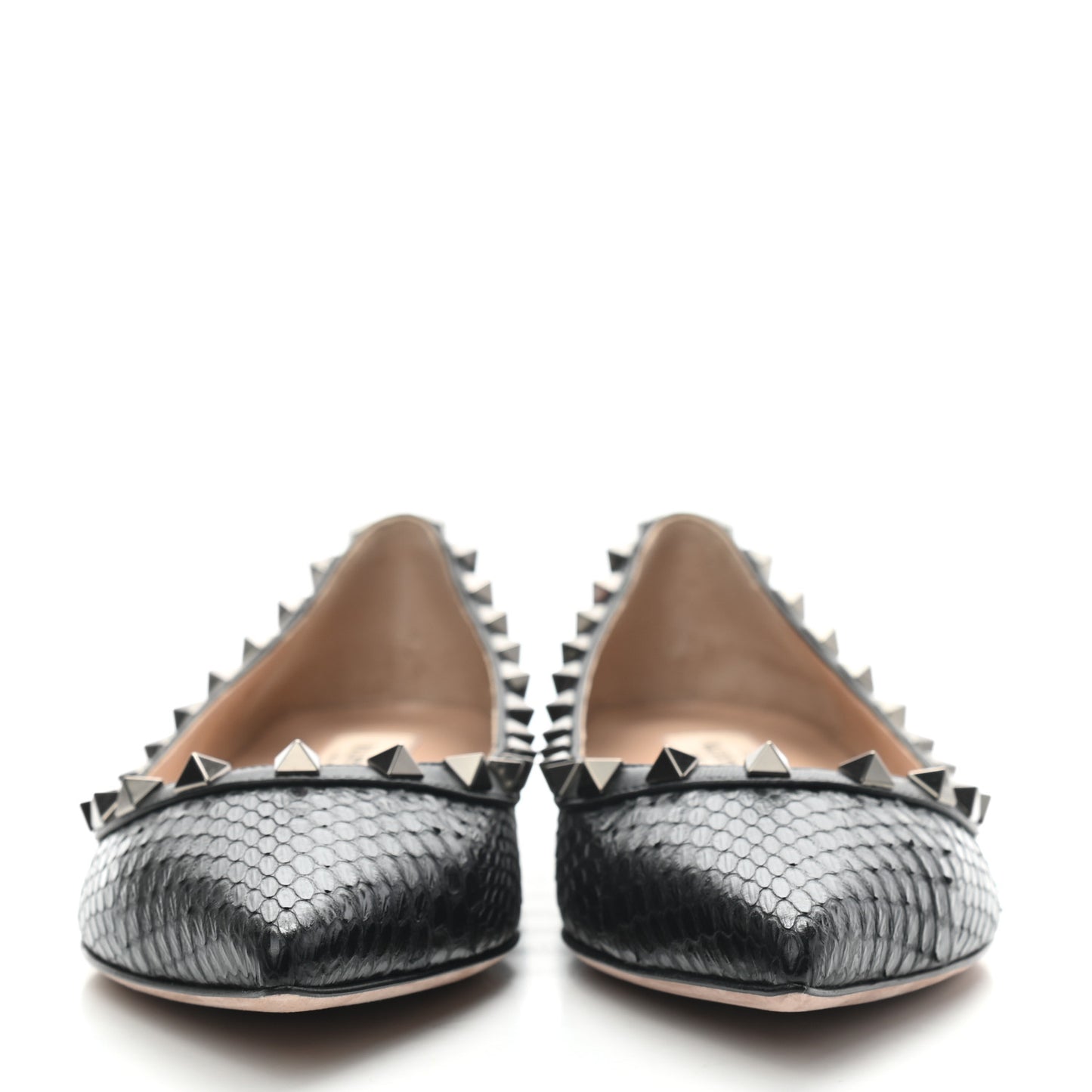 Ayers Snakeskin Rockstud Ballerina Flats 36 Black