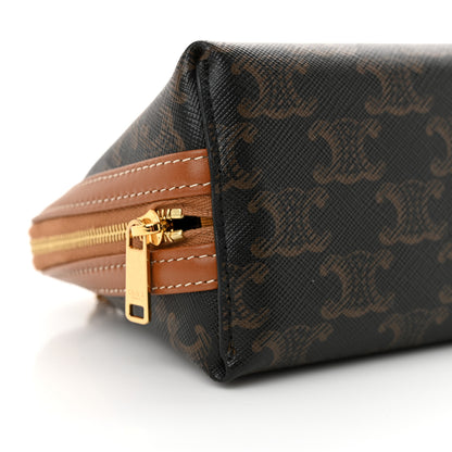 Celine Triomphe Canvas Lambskin Clutch On Chain Tan 9 of 11