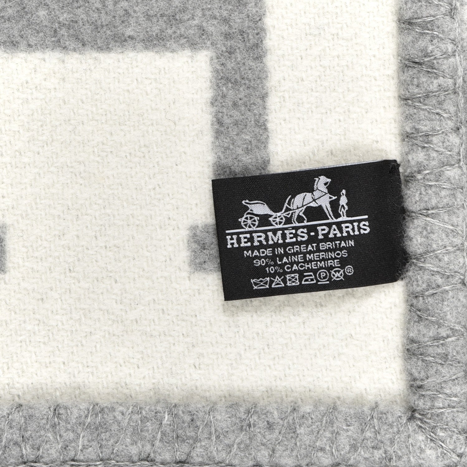 Hermes Wool Cashmere Avalon III Blanket Ecru Gris Clair 3 of 3
