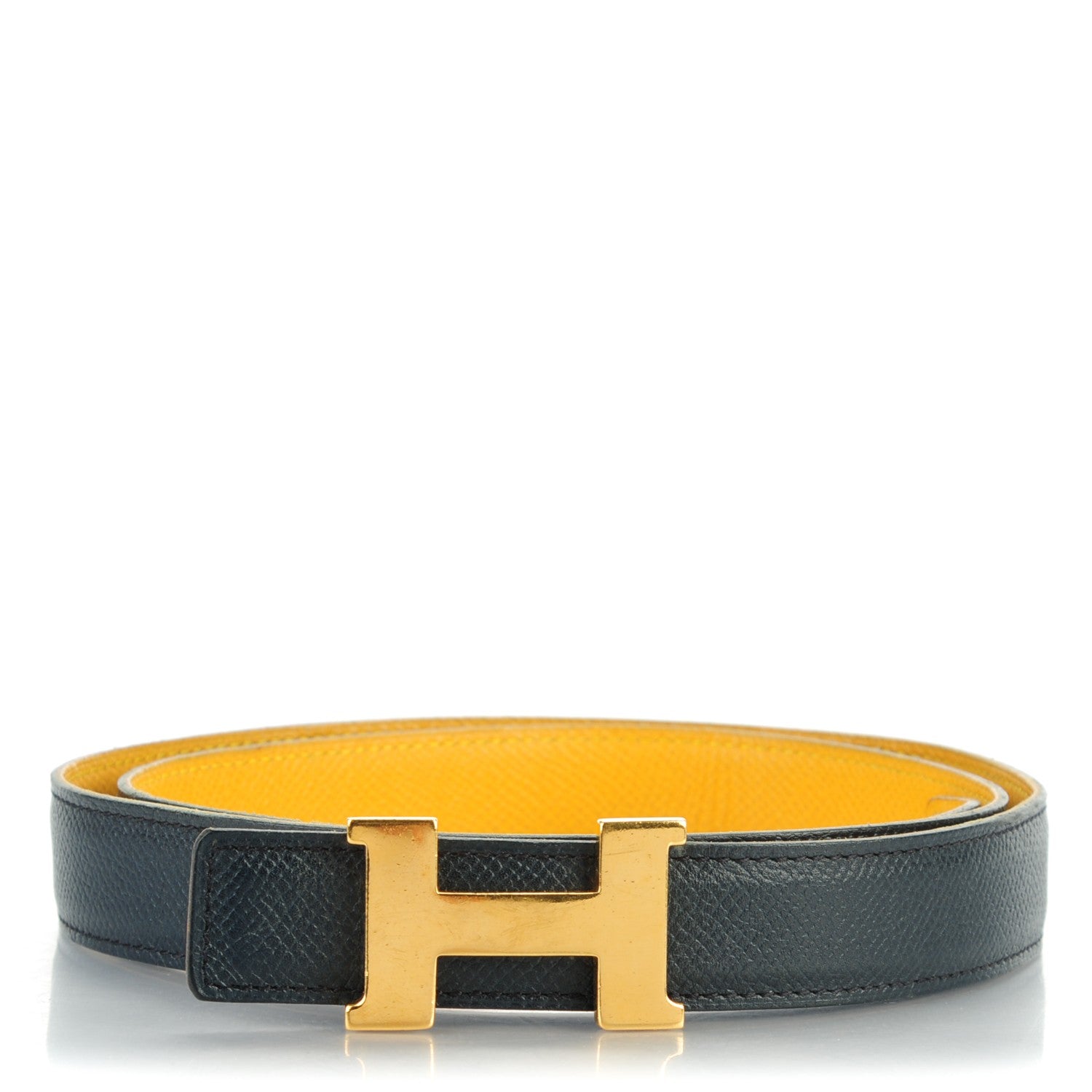 Hermes Courchevel 24mm Constance H Belt 90 Bleu Marine Jaune D'Or 1 of 9
