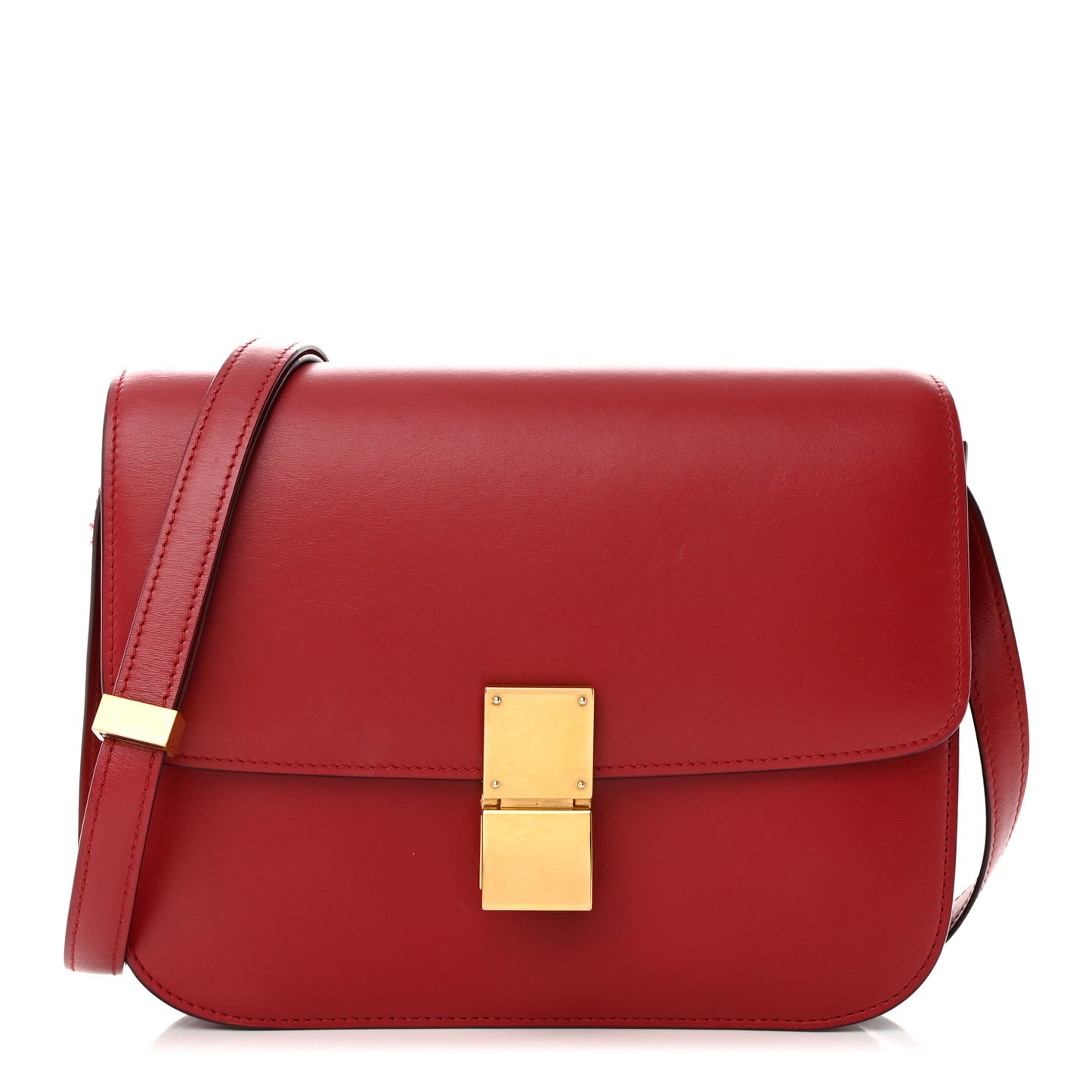 Box Calfskin Medium Classic Box Flap Bag Red