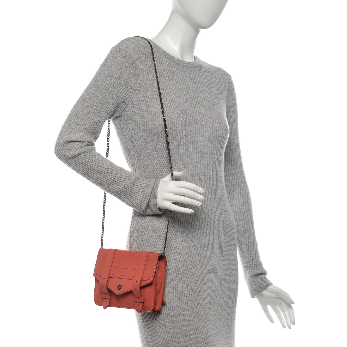 Lambskin PS1 Large Chain Wallet Deep Coral