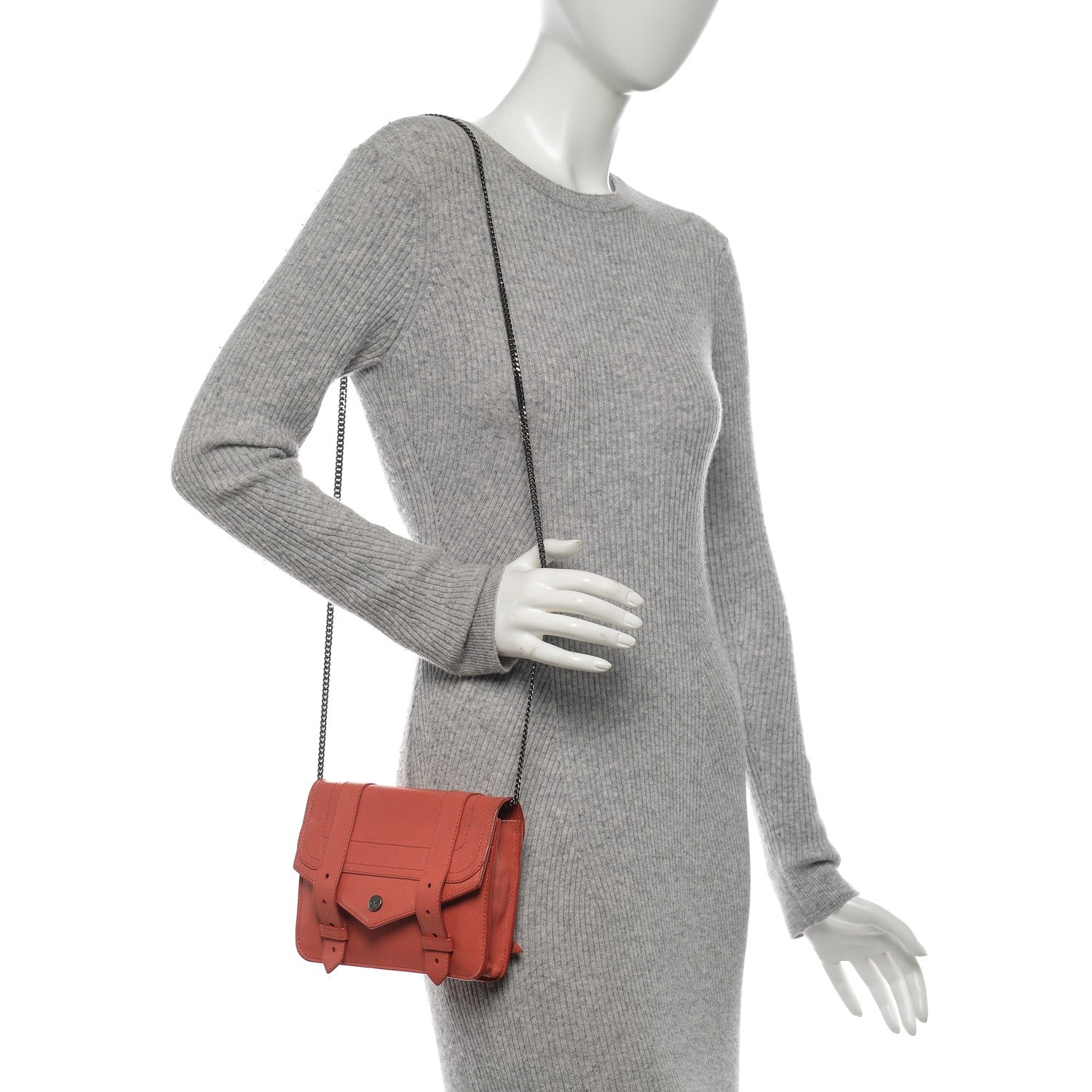 Proenza Schouler Lambskin PS1 Large Chain Wallet Deep Coral 2 of 9