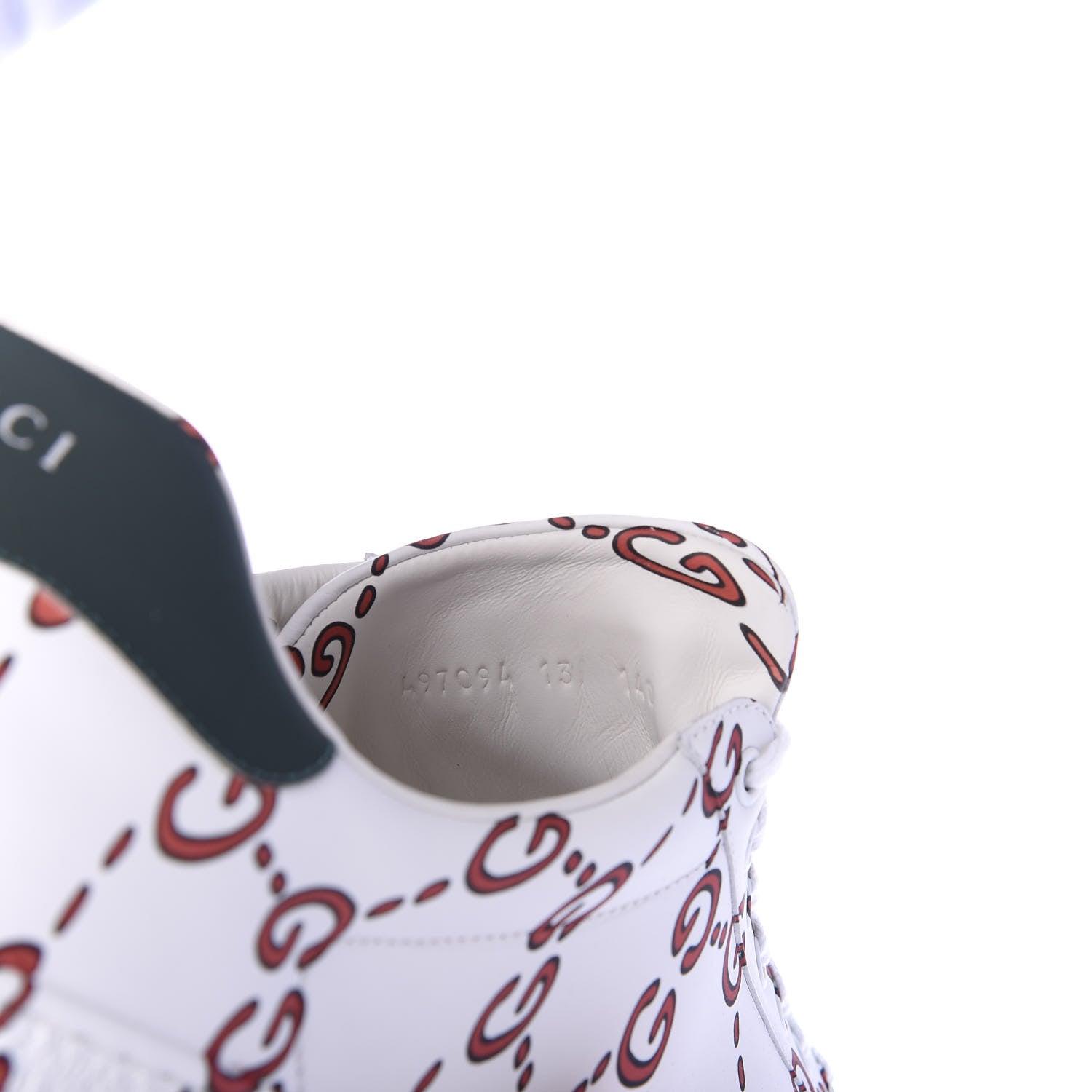 Gucci Calfskin GucciGhost Print Mens Ace Sneakers 13 White Hibiscus Red 9 of 10