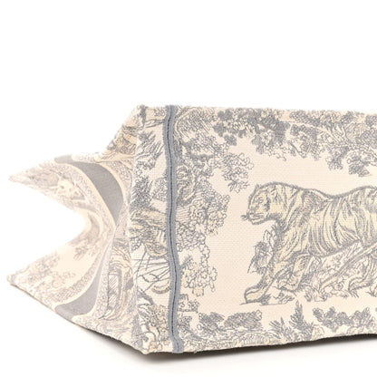 Christian Dior Canvas Embroidered Medium Dioriviera Toile De Jouy Book Tote Gray 8 of 14