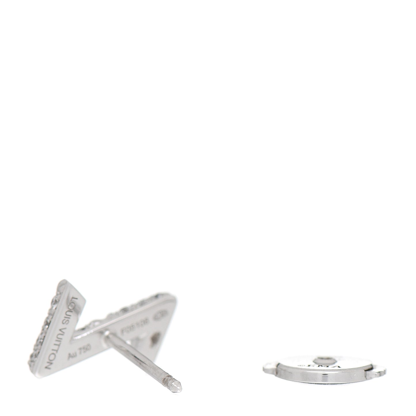 18K White Gold Diamond LV Volt Upside Down Stud Earring