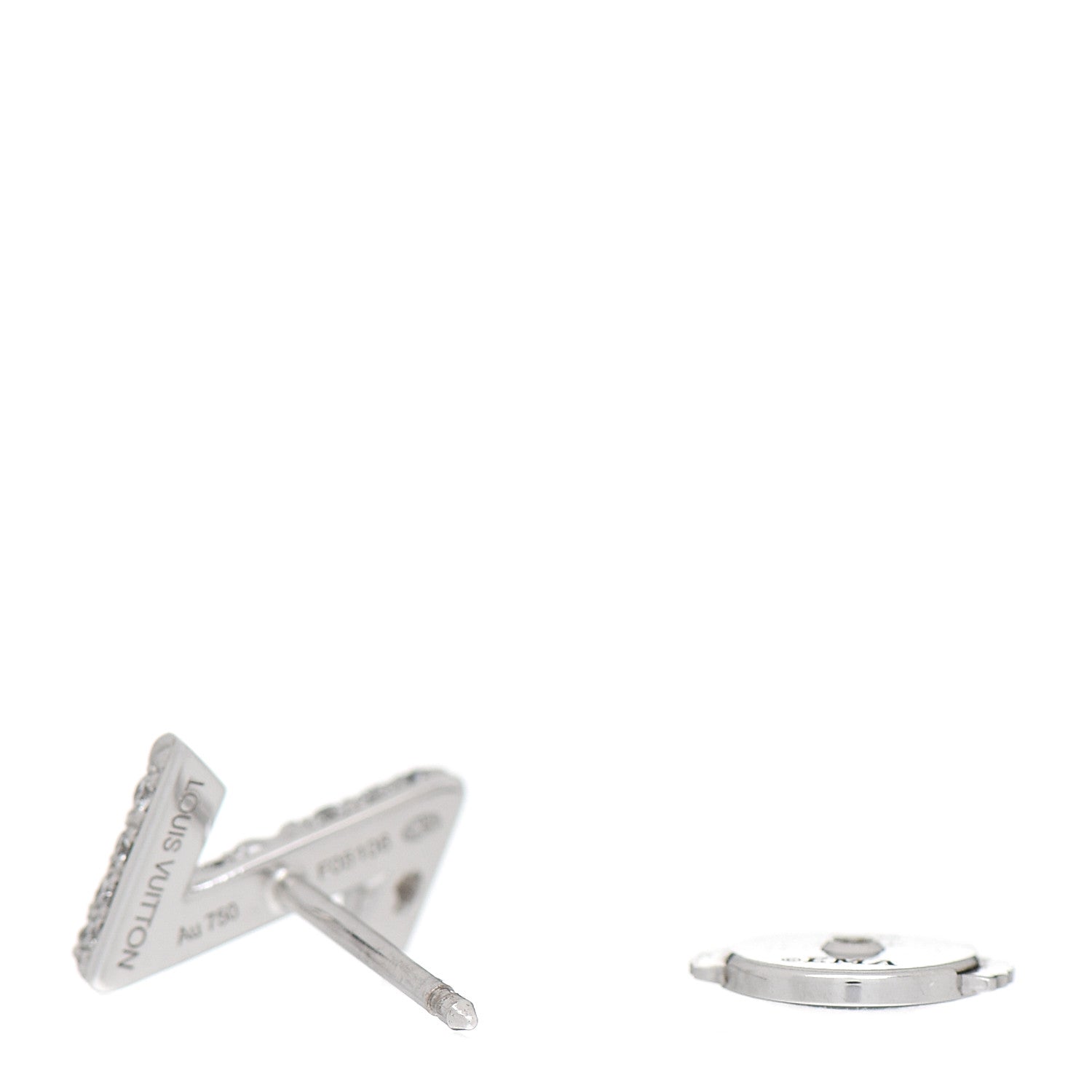 Louis Vuitton 18K White Gold Diamond LV Volt Upside Down Stud Earring 3 of 4