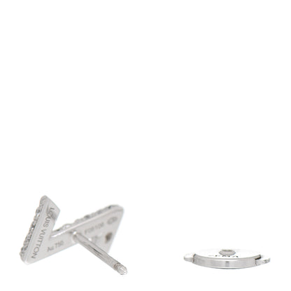 Louis Vuitton 18K White Gold Diamond LV Volt Upside Down Stud Earring 3 of 4