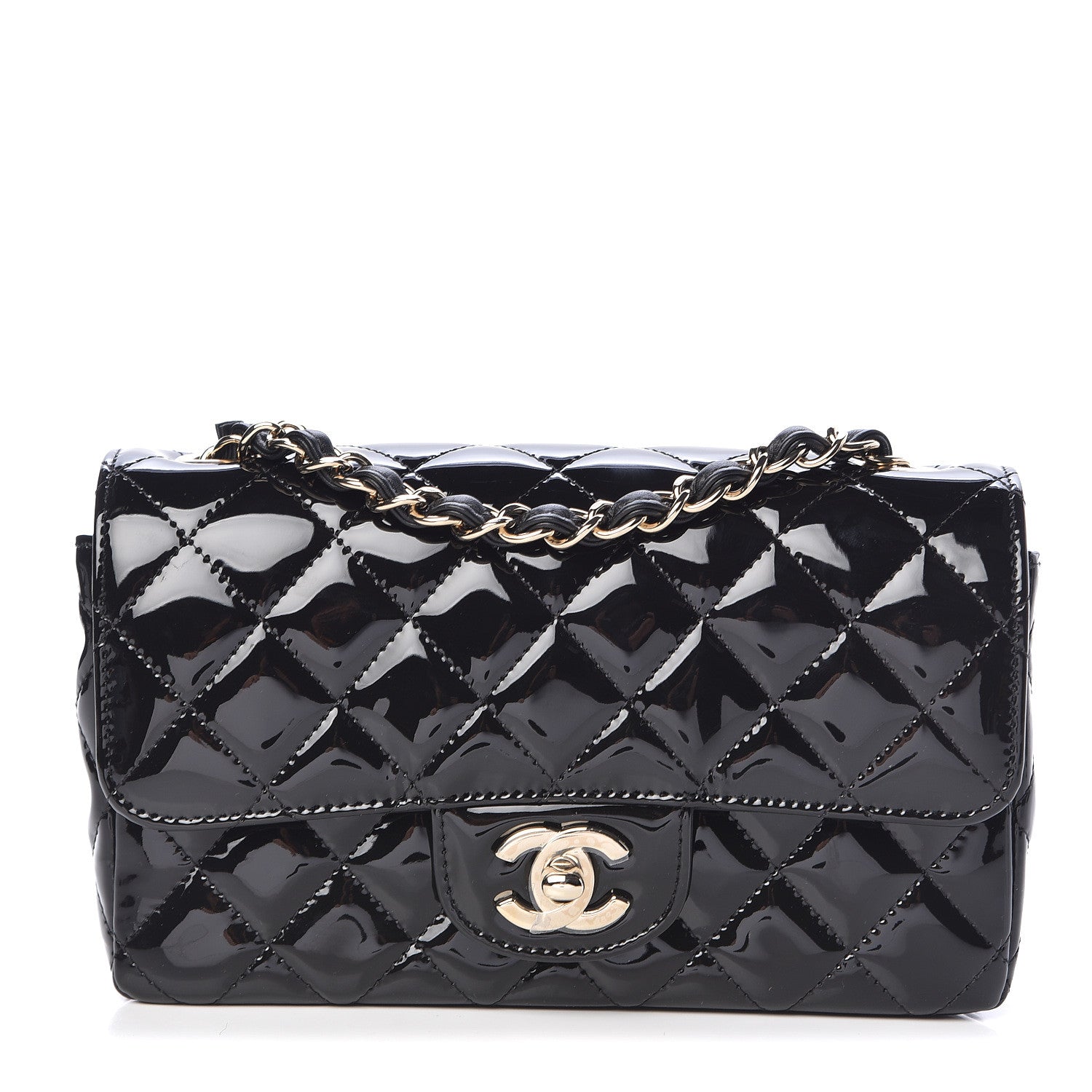 Chanel Patent Calfskin Quilted Mini Rectangular Flap Black 1 of 11