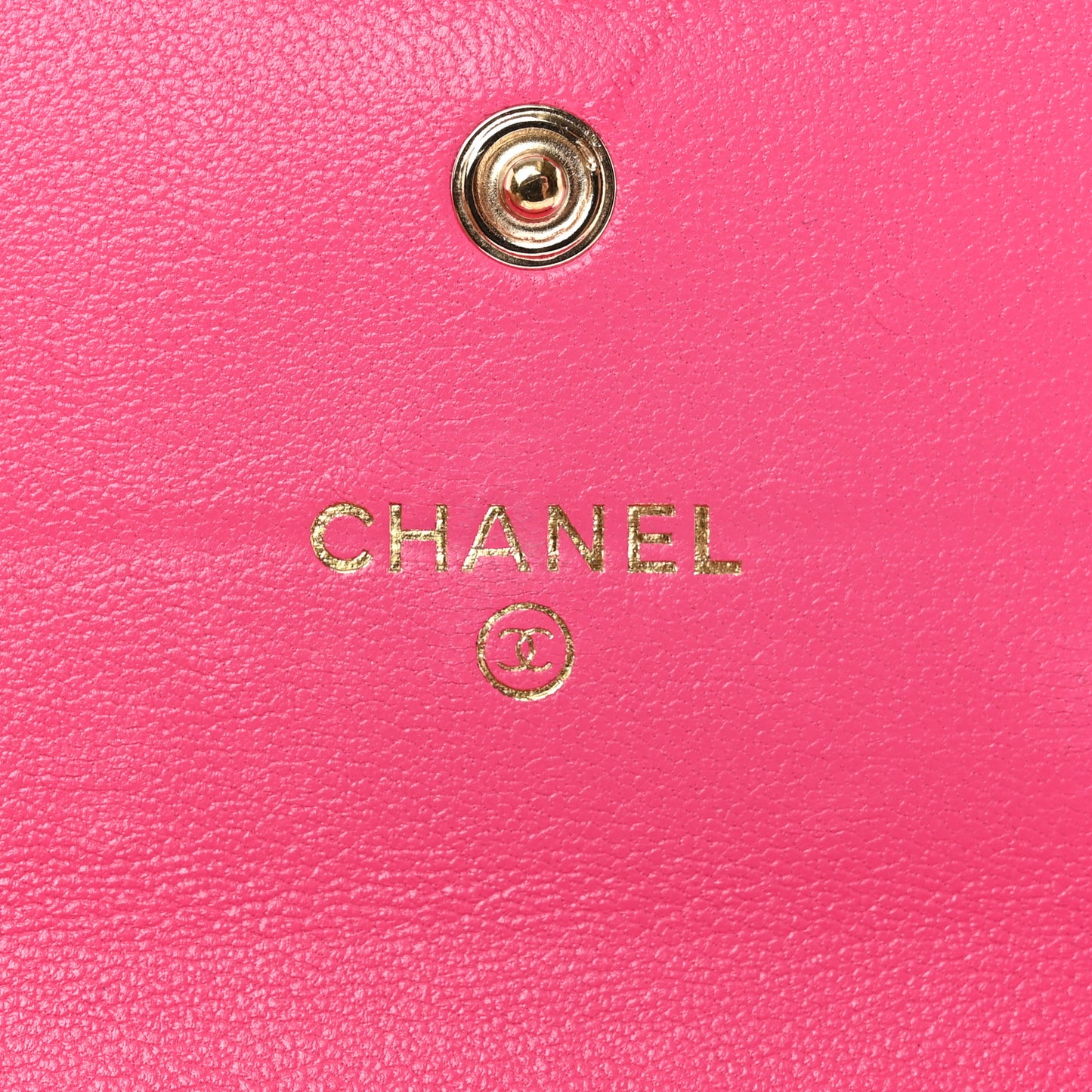 Shiny Goatskin Quilted Chanel 19 Flap Wallet Dark Pink