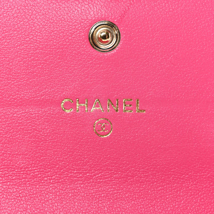 Chanel Shiny Goatskin Quilted Chanel 19 Flap Wallet Dark Pink 7 of 10