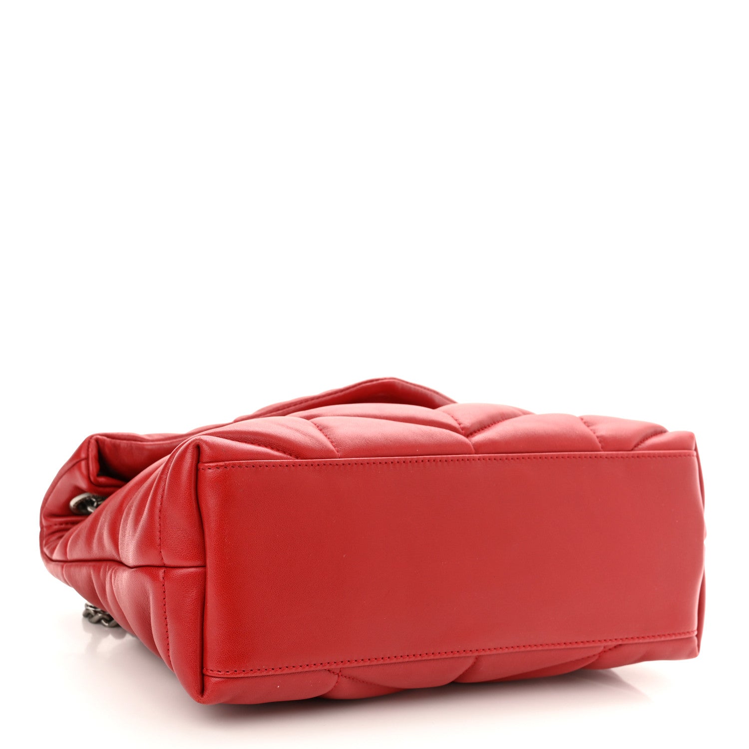 Saint Laurent Lambskin Quilted Small Loulou Puffer Monogram Chain Satchel Red 4 of 11