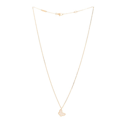 Van Cleef & Arpels 18K Yellow Gold Mother of Pearl Sweet Alhambra Butterfly Pendant Necklace 2 of 5