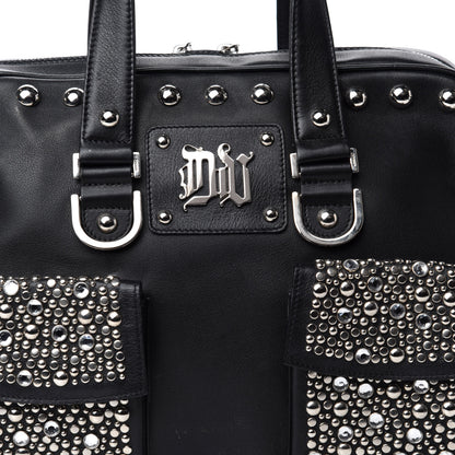 Versace Calfskin Studded DV Satchel Black 11 of 11