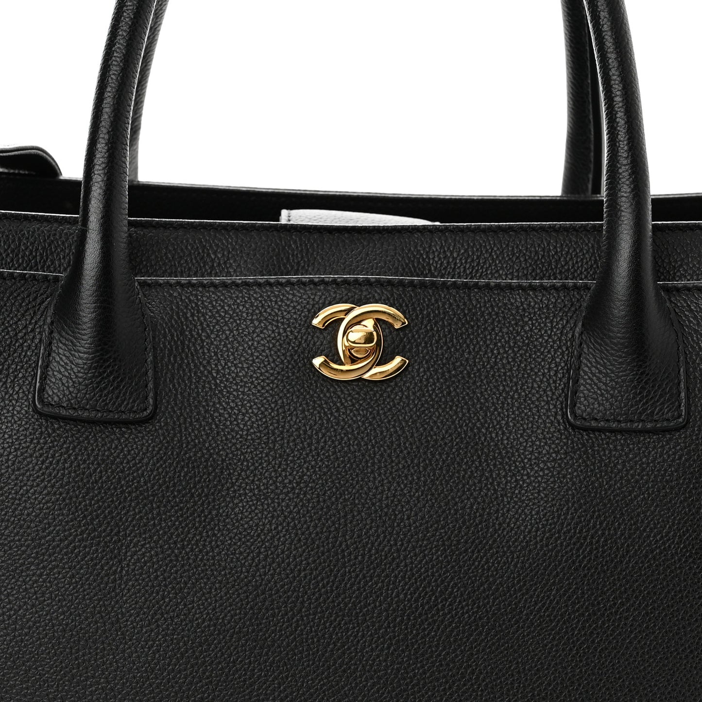 Calfskin Cerf Executive Shopper Tote Black