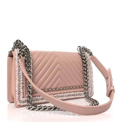 Chanel Calfskin Chevron Tweed Medium Boy Flap Pink 3 of 10