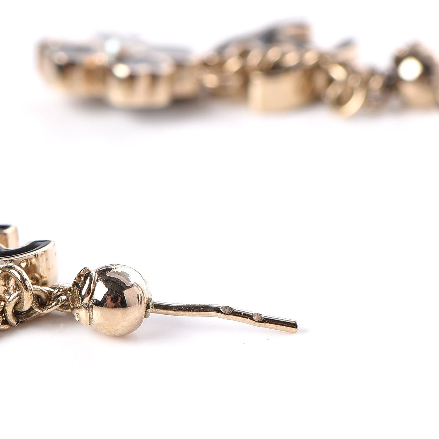Chanel Enamel CC Clover Drop Earrings Black Gold 4 of 10
