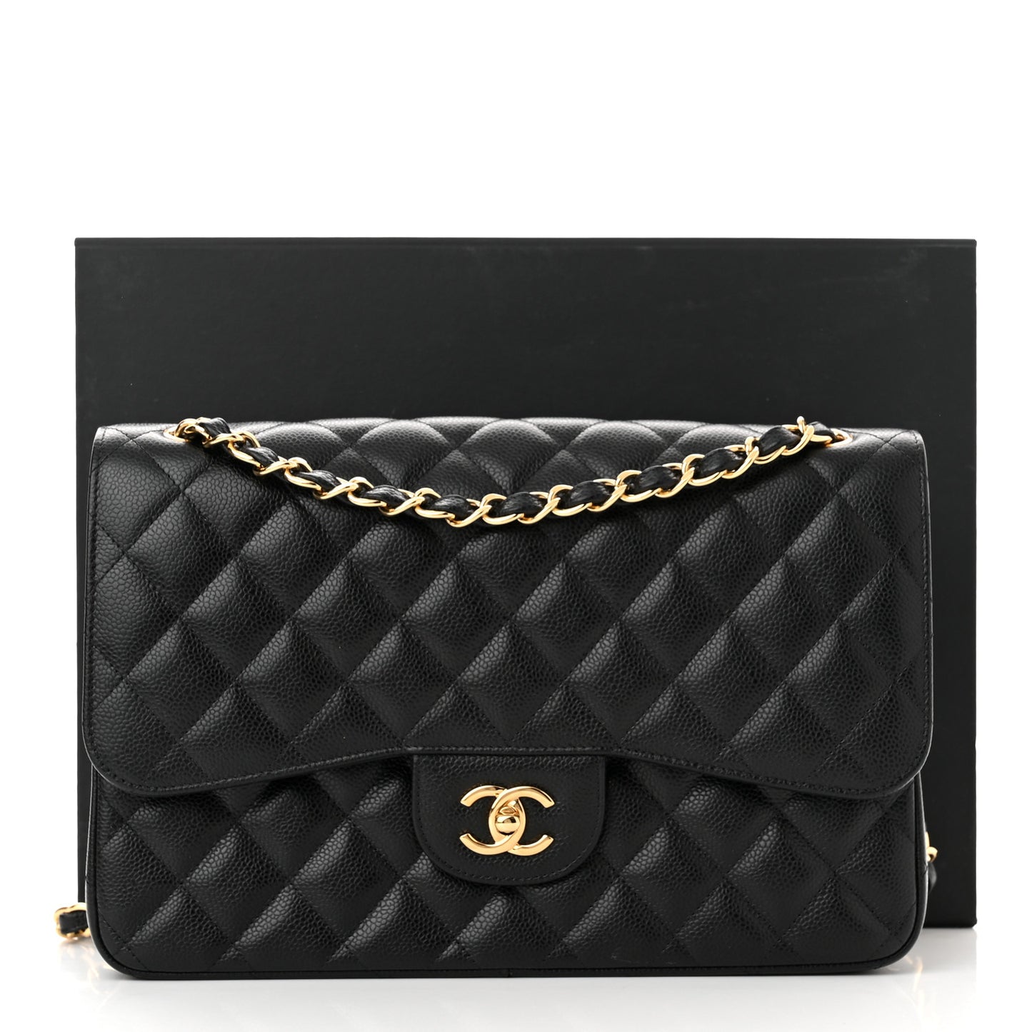 Caviar Quilted Jumbo Double Flap Black