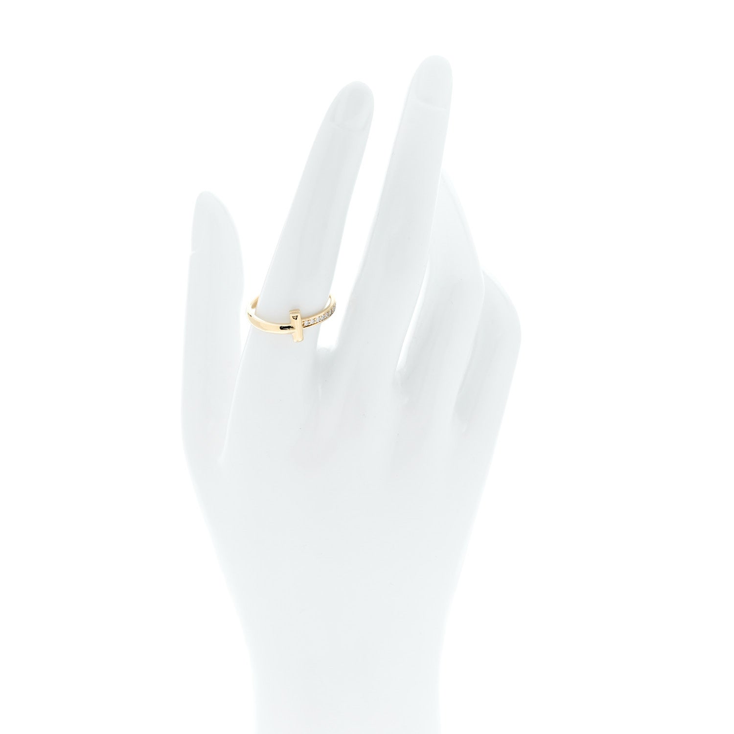 Tiffany 18K Yellow Gold Diamond 2.5mm T T1 Ring 58 8.25 2 of 5