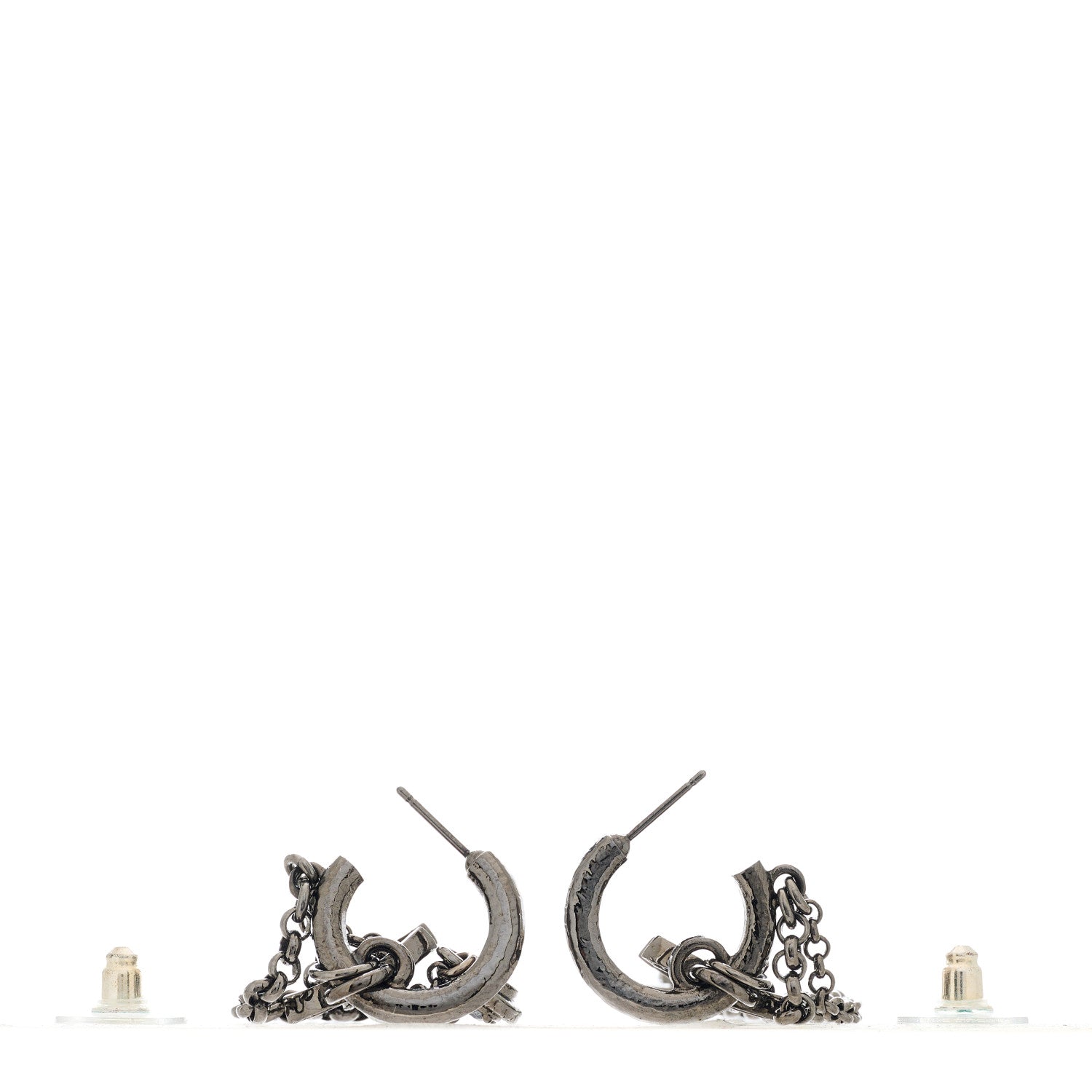 Chanel Ruthenium Crystal CC Chain Drop Earrings 3 of 5